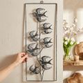 Decorazione in metallo da appendere, rondini, decorazione da parete Argento, bianco lavato H47,5cm | Floristik24.it