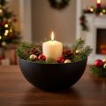 Candeliere nero argento Decorazione natalizia Ø13cm H6.5cm | Floristik24.it