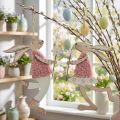 Decorazione murale Coniglio di Pasqua da appendere in legno rosa 14×19,5 cm 4 pz | Floristik24.it