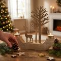 Portacandela in legno metallo decorazione cervo foresta 23,5 cm | Floristik24.it