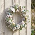 Ghirlanda decorativa, in legno e rattan, colore bianco naturale, Ø40cm, H9.5cm | Floristik24.it