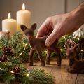 Figura decorativa cervo fulvo floccato marrone Figure natalizie 10,5 cm 6 pz | Floristik24.it