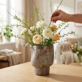 Vaso decorativo fioriera in ceramica marrone metallizzato grigio blu 16,5×20,5 cm | Floristik24.it