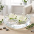 Ninfea artificiale galleggiante, decorazione da tavolo, colore bianco crema, Ø15 cm, 2 pezzi | Floristik24.it