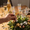 Decorazione di Capodanno tappo per calice da champagne argento 7,5 cm L27 cm 12 pezzi | Floristik24.it