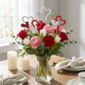 Tappi a forma di cuore in legno rosso, bianco 38 cm 12 pz | Floristik24.it