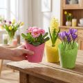 Vaso per piante in carta intrecciata rosa giallo verde Ø9cm H18cm 9 pezzi | Floristik24.it