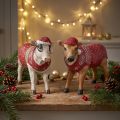 Mucca con cappello Figura Natale Bianco marrone L15,5cm 2pz | Floristik24.it