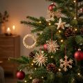 Stelle in paglia Decorazioni per albero di Natale in paglia rosso naturale Ø4-6cm 17 pz | Floristik24.it