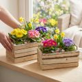 Fioriera in legno con corteccia naturale e manico, L29cm/23cm, set da 2. | Floristik24.it