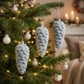 Pigne, grigie floccate, 11,5 cm, 6 pezzi, decorazione | Floristik24.it