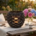 Portacandele intrecciato, nero e marrone, decorazione estiva, Ø31cm H25cm | Floristik24.it