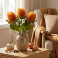 Fiori artificiali, Banksia, Proteaceae Arancione L58cm H6cm 3 pezzi | Floristik24.it