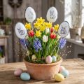 Tappo fiore uova decorative in metallo con coniglietti pasquali 5×7 cm 8 pz | Floristik24.it