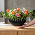 Vaso Ceramica Nave Decorazione da Tavolo Nero Astratto Moderno H15cm | Floristik24.it