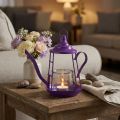 Porta tealight lanterna in vetro teiera viola Ø13cm H22cm | Floristik24.it