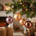 Palle per albero di Natale in vetro rosa albicocca Ø6cm 24 pz | Floristik24.it
