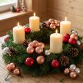 Specchio Bacche Di Natale In Vetro Albicocca Argento Ø40mm 32 pz | Floristik24.it