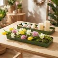Vassoio decorativo, in metallo e legno, verde, 35,5×11×3 cm, 2 pezzi | Floristik24.it