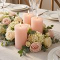 Candele a colonna rosa 70x120mm - Set di 4 candele decorative rosa chiaro per romanticismo e intimità, decorazione per matrimoni | Floristik24.it