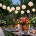 Catena di lanterne solari LED 4.5m bianche 10 lampadine | Floristik24.it