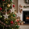 Decorazione a forma di stella da appendere, in plastica trasparente, 15 cm, 6 pezzi | Floristik24.it