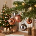 Albero di palline di vetro Natale argento albicocca Ø4cm 24 pz | Floristik24.it
