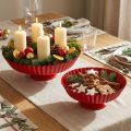 Piatto decorativo retrò su piede Metallo rosso Ø24cm 2 pz | Floristik24.it