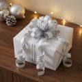 Nastro arricciacapelli nastro regalo bianco con strisce argento 10 mm 250 m | Floristik24.it
