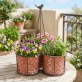 Vaso da fiori cesto in rete di ceramica metallo marrone Ø30cm H11,5cm | Floristik24.it