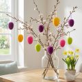 Uova di Pasqua da appendere floccate 4 colori 9,5 cm 8 pz | Floristik24.it