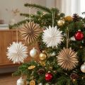 Stelle di carta bianche e marroni, decorazione natalizia da 16 cm, set da 6 | Floristik24.it