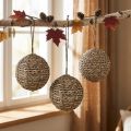 Sfere decorative da appendere, in paglia, grigie, Ø15cm, 3 pezzi | Floristik24.it