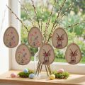 Quadro fiore coniglietto nell'uovo Decorazione uova di Pasqua in legno 9,5×12 cm 6 pz | Floristik24.it