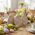 Decorazione da tavolo Uovo di Pasqua Decorazione in legno Portauovo in legno 14,5 cm 3 pezzi | Floristik24.it