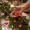 Decorazione sparsa Stelle di Natale Stelle rosse in legno Ø4cm 24 pz | Floristik24.it