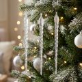 Ghiaccioli decorativi invernali da appendere argento trasparente 28 cm 3 pezzi | Floristik24.it
