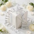 Nastro arricciacapelli nastro regalo bianco con strisce argento 5 mm 250 m | Floristik24.it