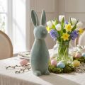 Coniglietto pasquale decorativo, floccato, grigio-verde, altezza 47 cm | Floristik24.it