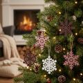 Fiocchi di neve di legno Addobbi Bianco viola rosa 8cm 36pz | Floristik24.it