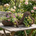 Cuore di pianta rampicante, cuore decorativo in legno e filo metallico, idea regalo fai da te, decorazione da tavolo da giardino, decorazione da parete, a forma di cuore, set da 3 pezzi, 30x20x6cm | Floristik24.it