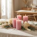 Set di 4 candele rustiche a colonna, rosa antico, candele di qualità, tinte in tutto il corpo, 80x110 mm, per una decorazione elegante e una lunga durata di combustione | Floristik24.it