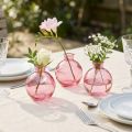 Vasi in vetro rosa a forma di bulbo, mini vasi retrò Ø7,5 cm H9 cm, 6 pezzi | Floristik24.it