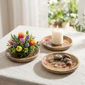 Piatti in legno con fiori e farfalle, rosa naturale, Ø15cm, 3 pezzi | Floristik24.it