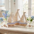 Supporto decorativo per barca a vela in legno azzurro naturale 25,5×16,5 cm 3 pz | Floristik24.it