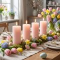 Candele a colonna, rosa chiaro tinta unita, 50x100 mm, set da 4, candele pasquali, decorazione da tavola | Floristik24.it