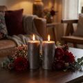 Set di 2 candele a colonna Premium, aspetto metallico color rame, Ø85 mm, H120 mm - Elegante candela decorativa da tavola | Floristik24.it