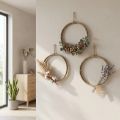 Anello decorativo in iuta Ø30cm in stile scandinavo per appendere, ghirlanda da parete, ghirlanda da porta, set da 3 | Floristik24.it