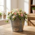 Decorazione da tavolo in metallo grigio effetto antico con corona decorativa Ø12,5cm H12cm | Floristik24.it