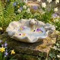 Bagno per uccelli con rane, figura da giardino in cemento, foglia di loto per bagno per uccelli L21 cm H7 cm | Floristik24.it